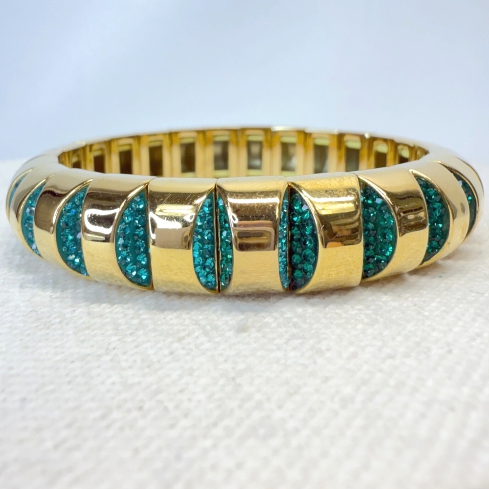 Kate Spade Sliced Scallops‎ Stretch Bracelet Gold-Tone Pave Signed